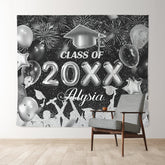 Lofaris Black And Silver Glitter Graduation Backdrop